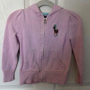 Ralph Lauren Light Pink Kids Hoodie with Embroidered Rider for 3T